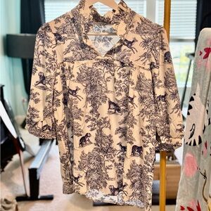 Elegant Cream and Blufe Printed Women's Top